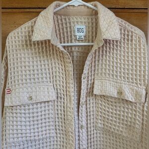 BDG Stanley Waffle Knit Button-Down Shirt, Small